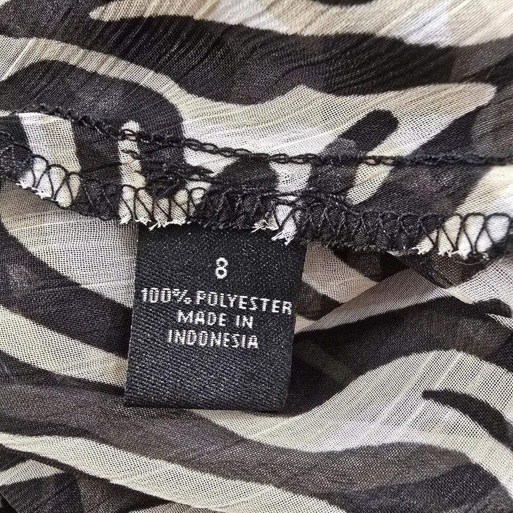 2000s Y2K Whimsigoth Fairy Goth Ruffle Animal Print Sheer V Neck Dress Womens 8 - Picture 7 of 11